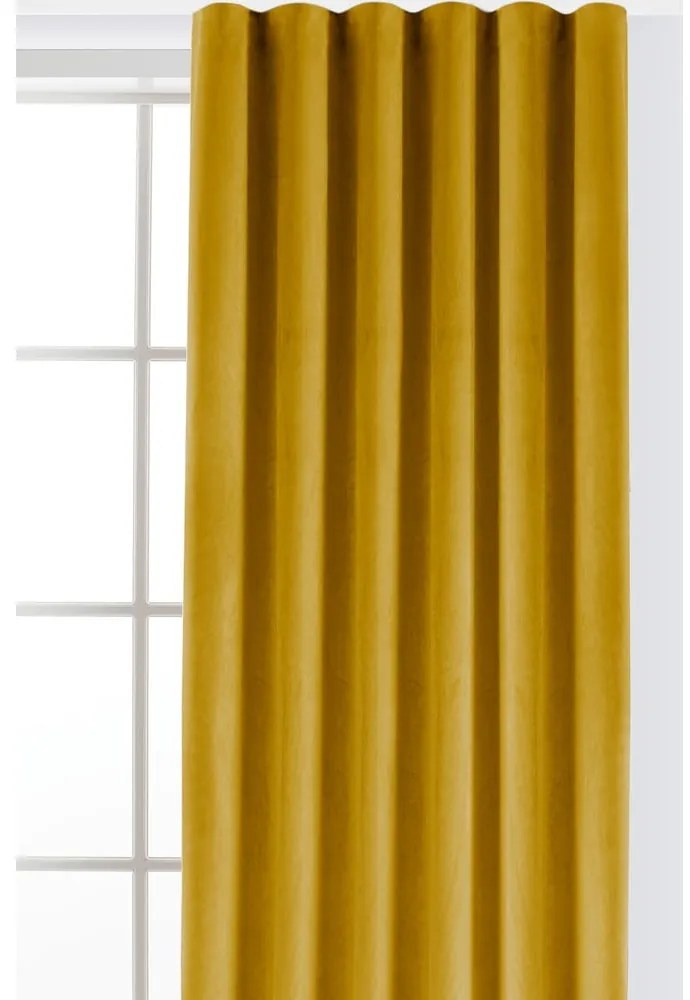 Mustársárga bársony dimout (részleges sötétítő) függöny 530x300 cm Velto – Filumi