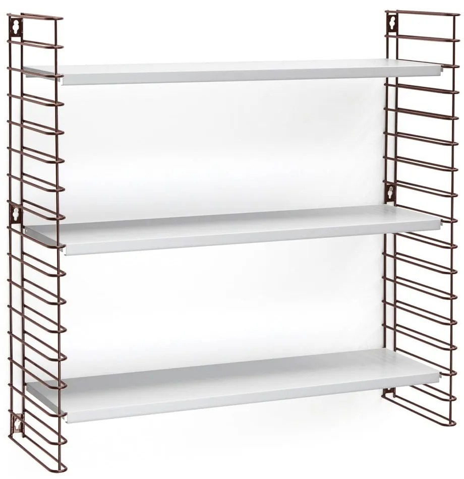 Libro háromszintes polc rézszínű elemekkel, hossz 70 cm - Metaltex