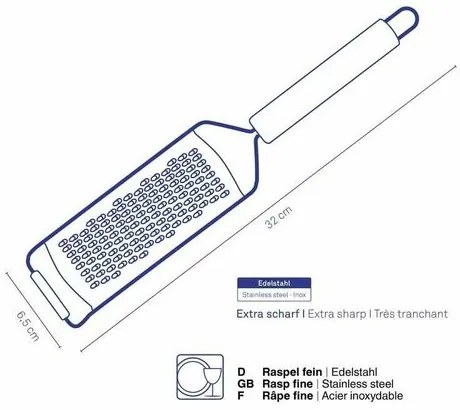 Kela Rondo finom reszelő, rozsdamentes acél 3 mm