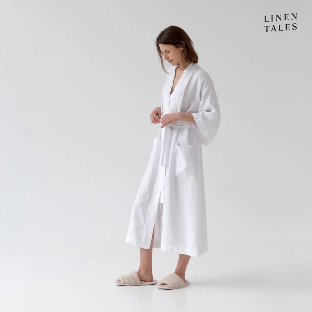 Fehér len fürdőköpeny S/M Summer – Linen Tales