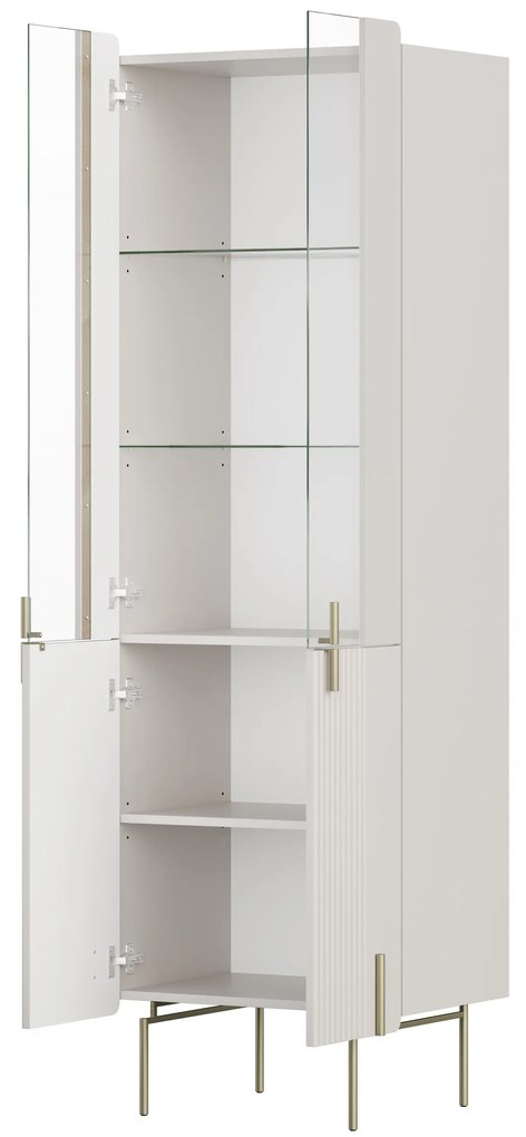 Malmi vitrines szekrény 60 cm négyajtós - kasmír / arany lábak