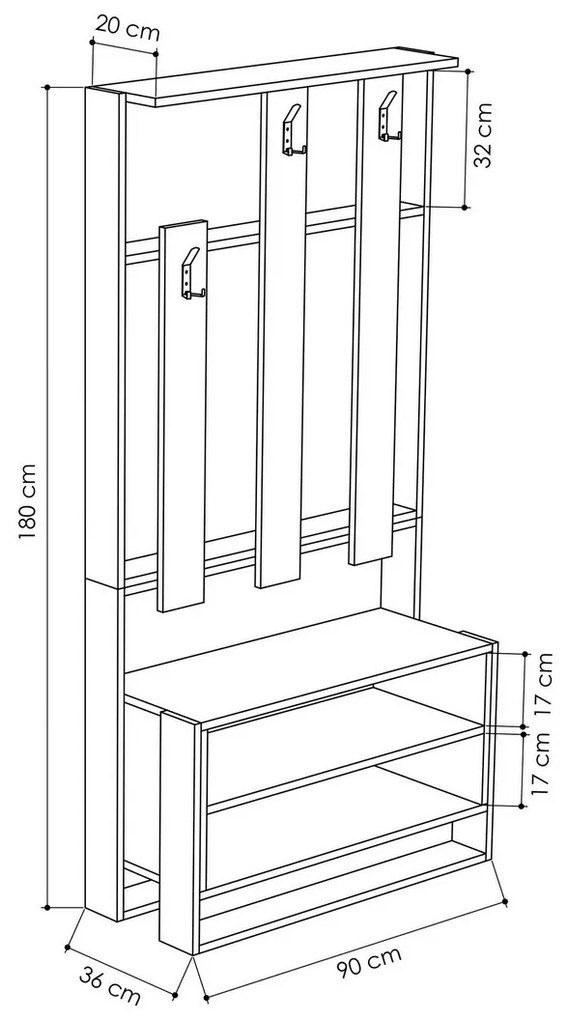 Chester White and Oak fali akasztó cipőtartóval