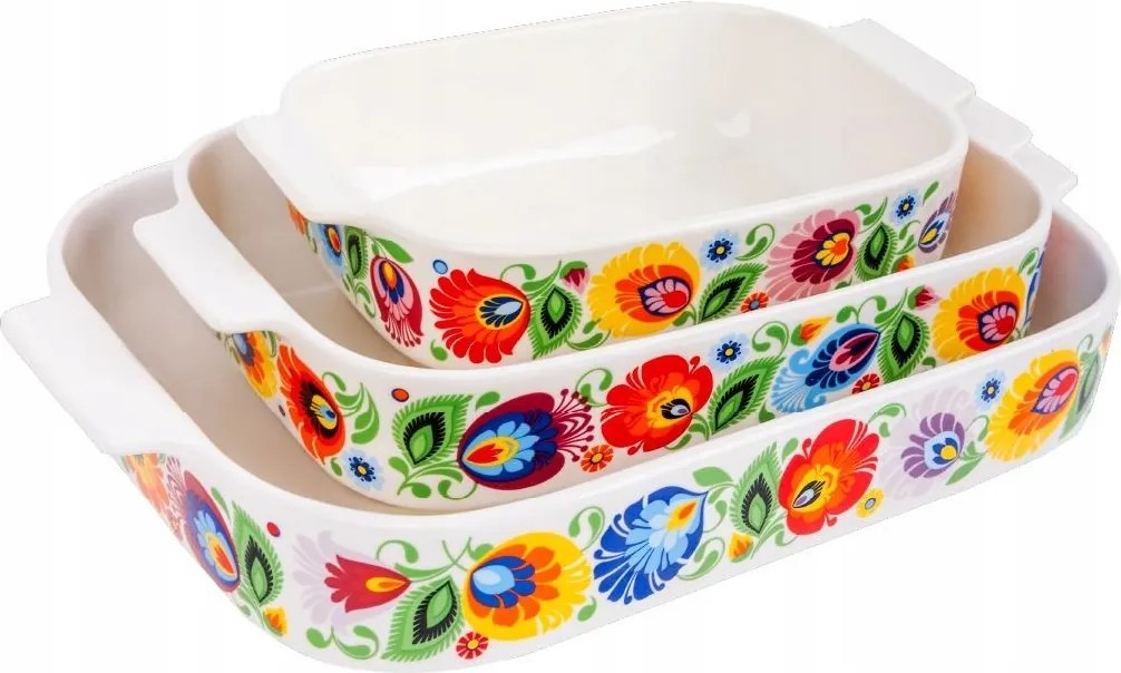 Sütőedény szett 3 db-os łowicz fehér sütő szett