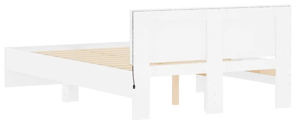 fehér ágykeret fejtámlával és LED-del 120 x 200 cm