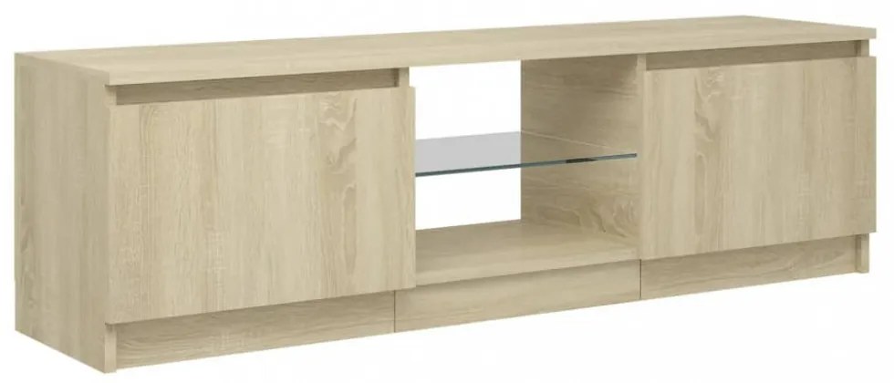 sonoma tölgy színű TV-szekrény LED lámpákkal 120x30x35,5 cm