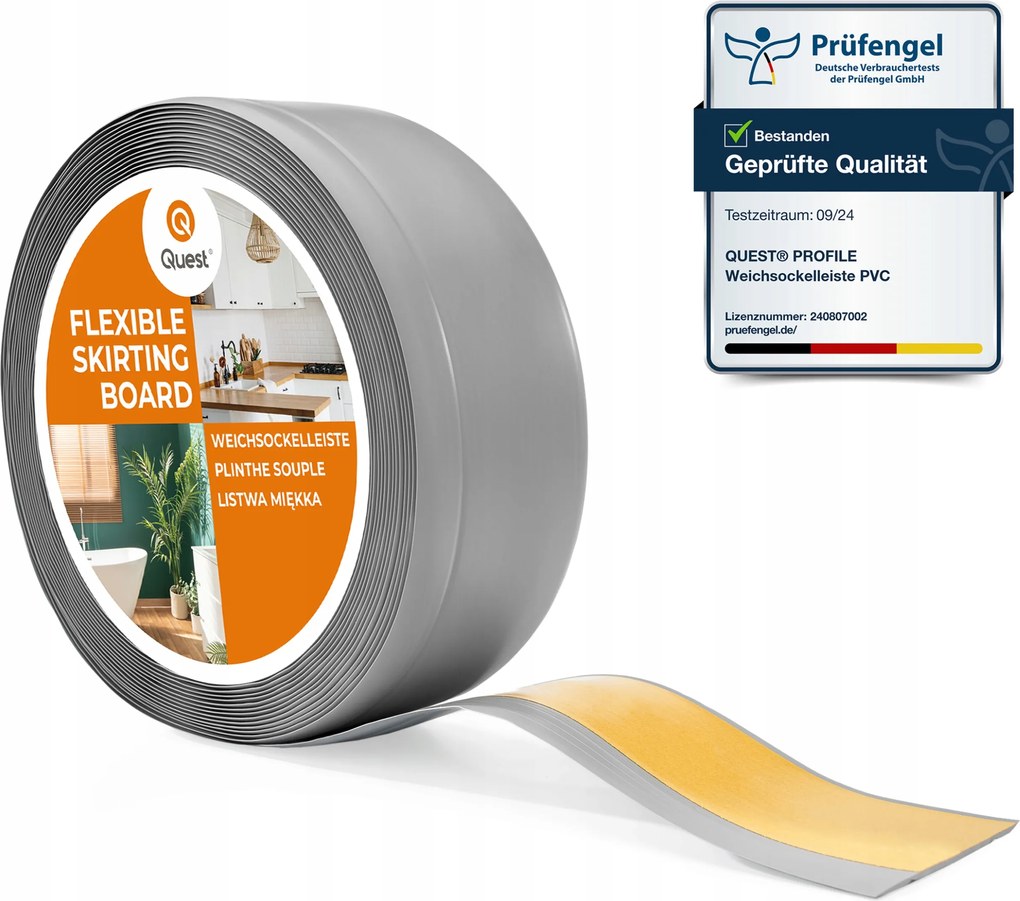 Pvc szegélyléc öntapadós lábazati 70x20mm szürke, 25m