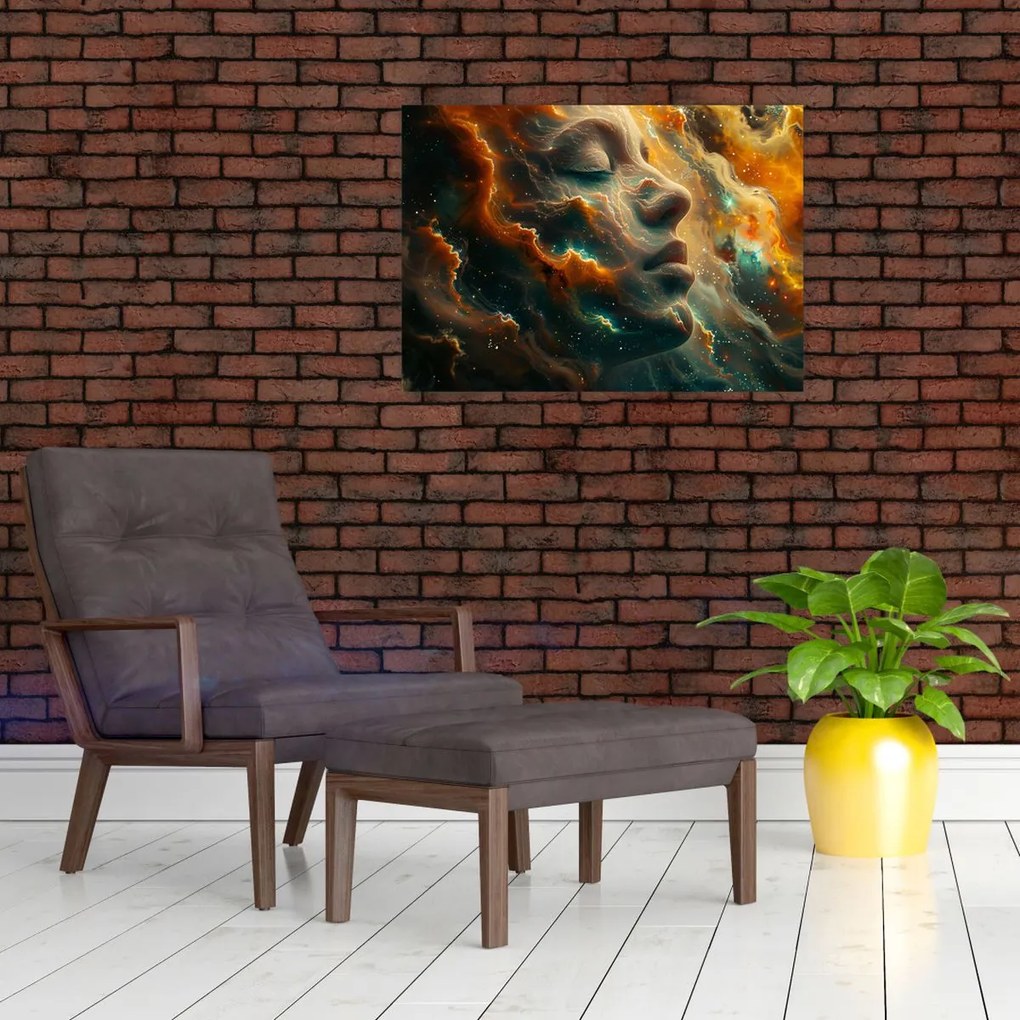 Üveg kép - Arc az űrben (70x50 cm)