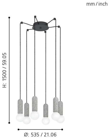 Eglo 39833 - Csillár zsinóron GIACONECCHIA 6xE27/40W/230V pók