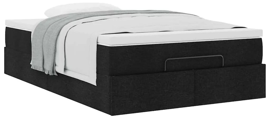 Ottomán ágykeret matraccal fekete 120x190 cm anyaggal