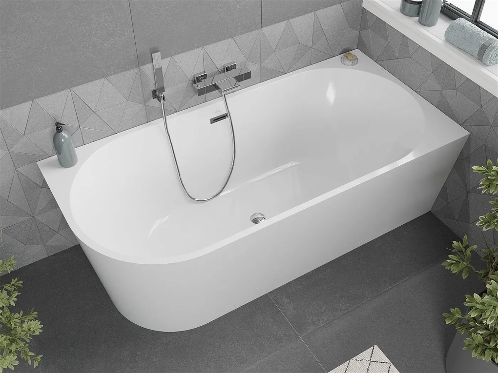 Luxury Mia szabadon álló fürdökád akril   jobbos  160 x 75 cm, fehér,  leeresztö  króm - 52691607500P Térben álló kád