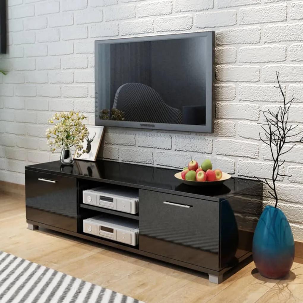 vidaXL magasfényű fekete TV-szekrény 120 x 40,3 x 34,7 cm