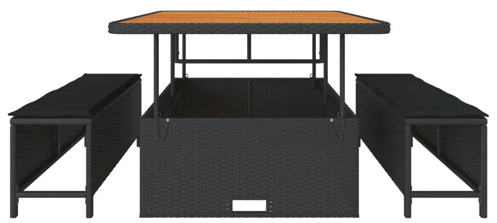 Kert étkező szett Fekete Poli rattan