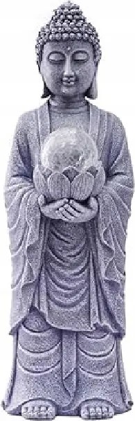 Napelemes Buddha Figura 46 cm Led effekt crackle dekoráció Zen kerti dekoráció