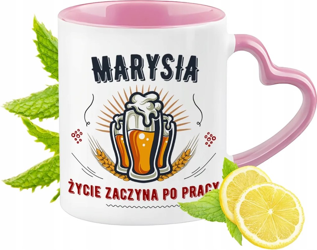 Marika bögre rózsaszín, szív alakú füllel Kávés Ajándék