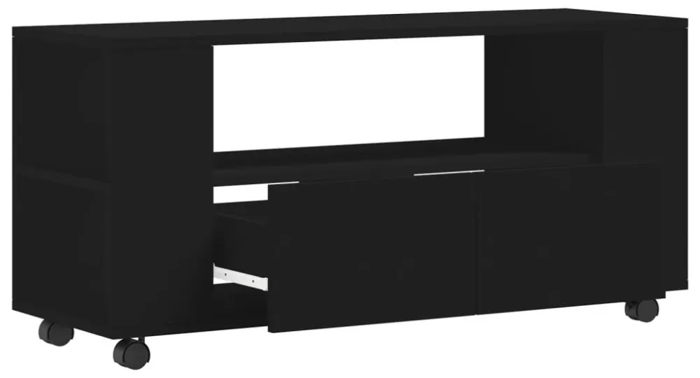 fekete szerelt fa TV-szekrény 102x34,5x43 cm