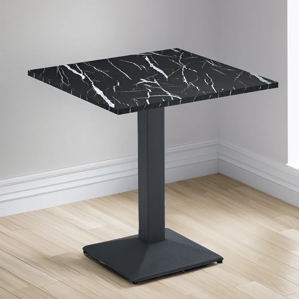 Bisztró asztal, fekete márvány/fekete, 70x70 cm, RINALDO TYP 1