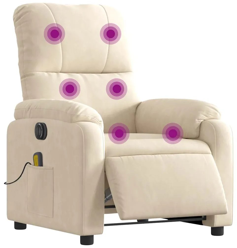 bézs mikroszálas szövet elektromos dönthető masszázsfotel