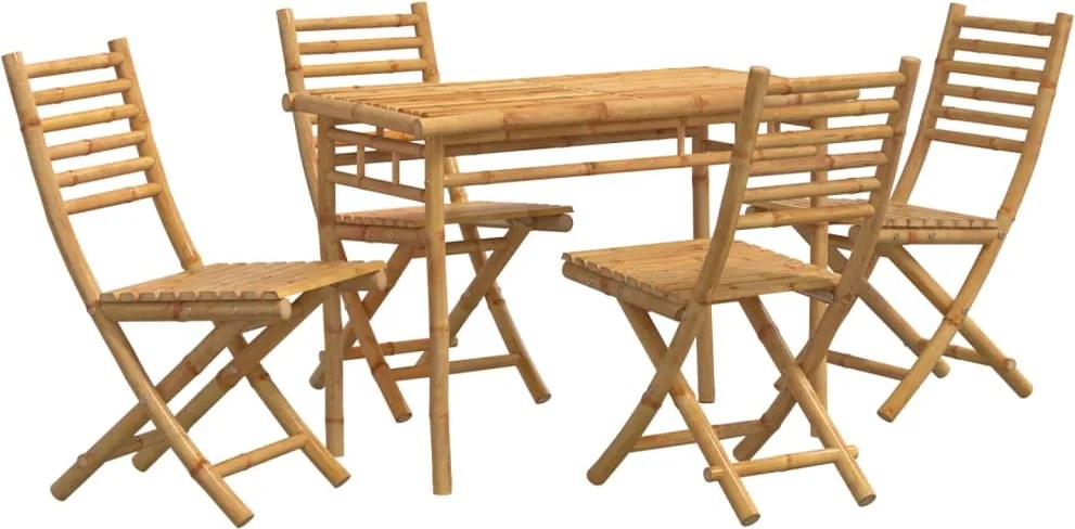 vidaXL 5 részes bambusz kerti étkezőgarnitúra