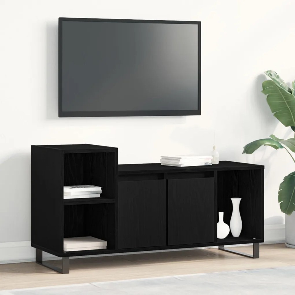 TV Szekrény Fekete Tölgy 100x35x55 cm Műanyag