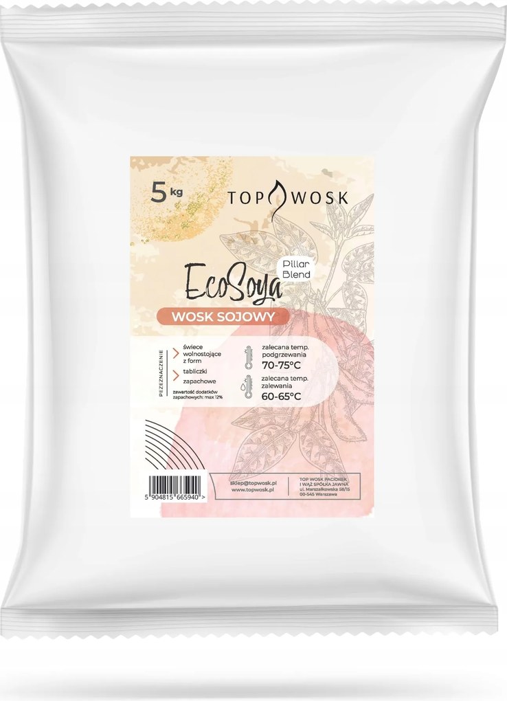 Szójaviasz EcoSoya PillarBlend 5 kg szabadon álló gyertyák