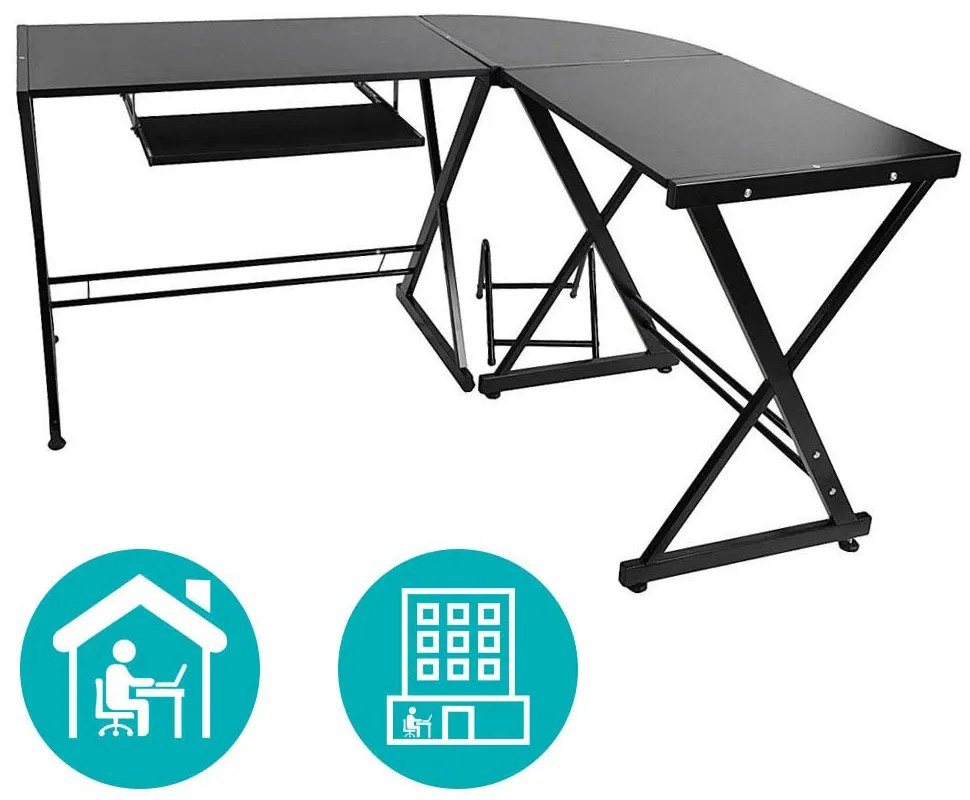 L alakú íróasztal-fekete