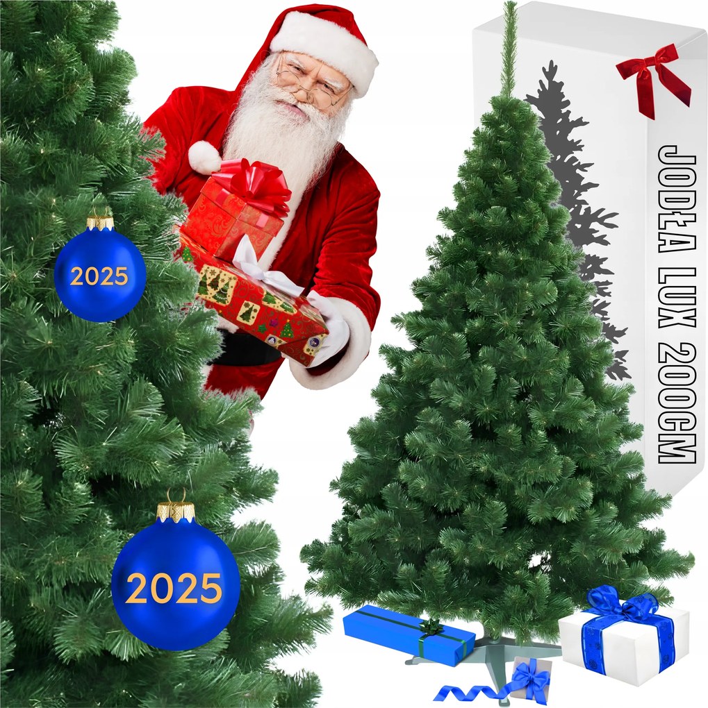 Karácsonyfa Műfenyő, Mint Élő 200CM Zöld Sűrű Karácsonyfa Állvány XXL