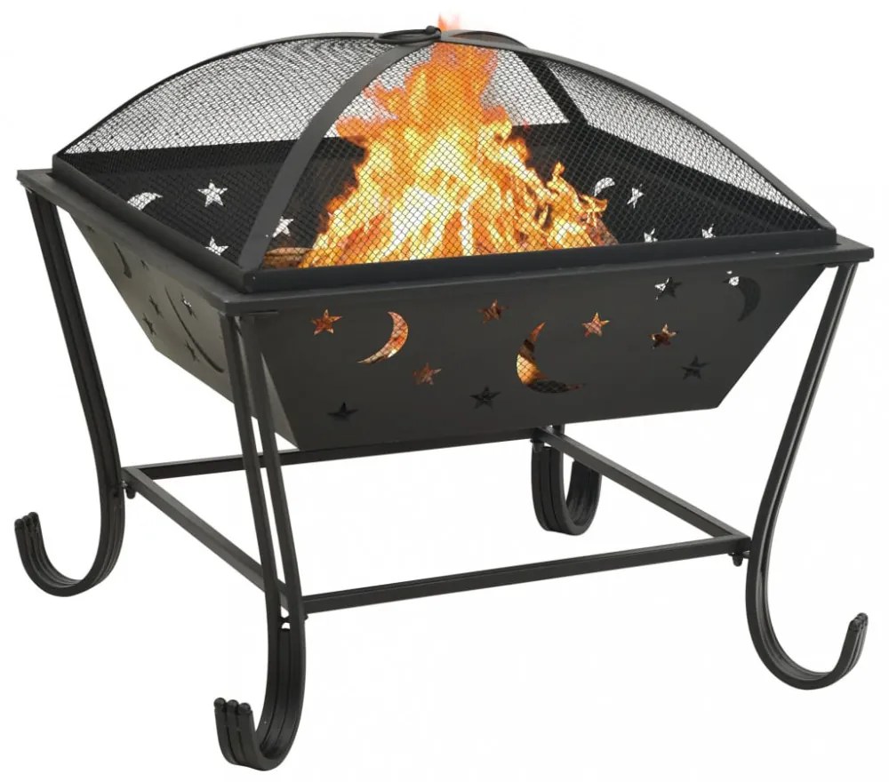 acél XXL méretű tűztál piszkavassal 62 cm