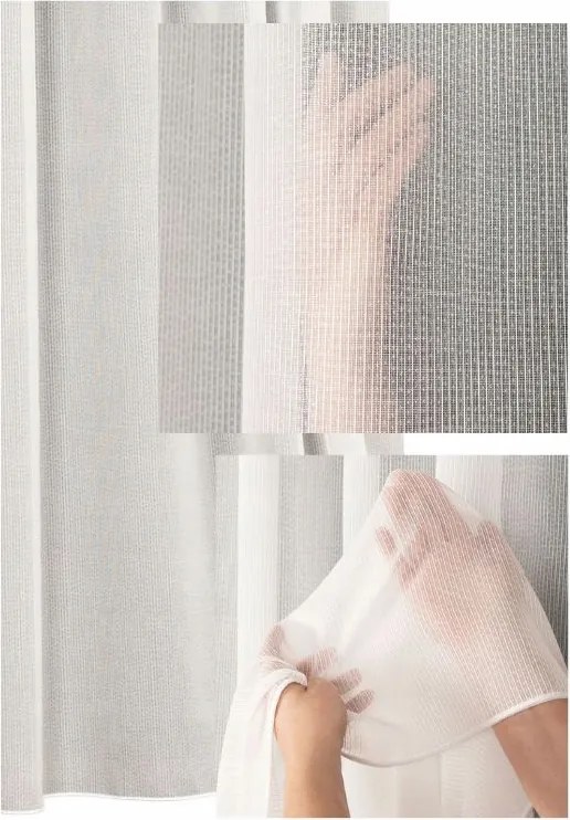 Függöny Krém Ecru Sz.400x160 Eső Csíkok Szokatlan Hullám Szalaggal