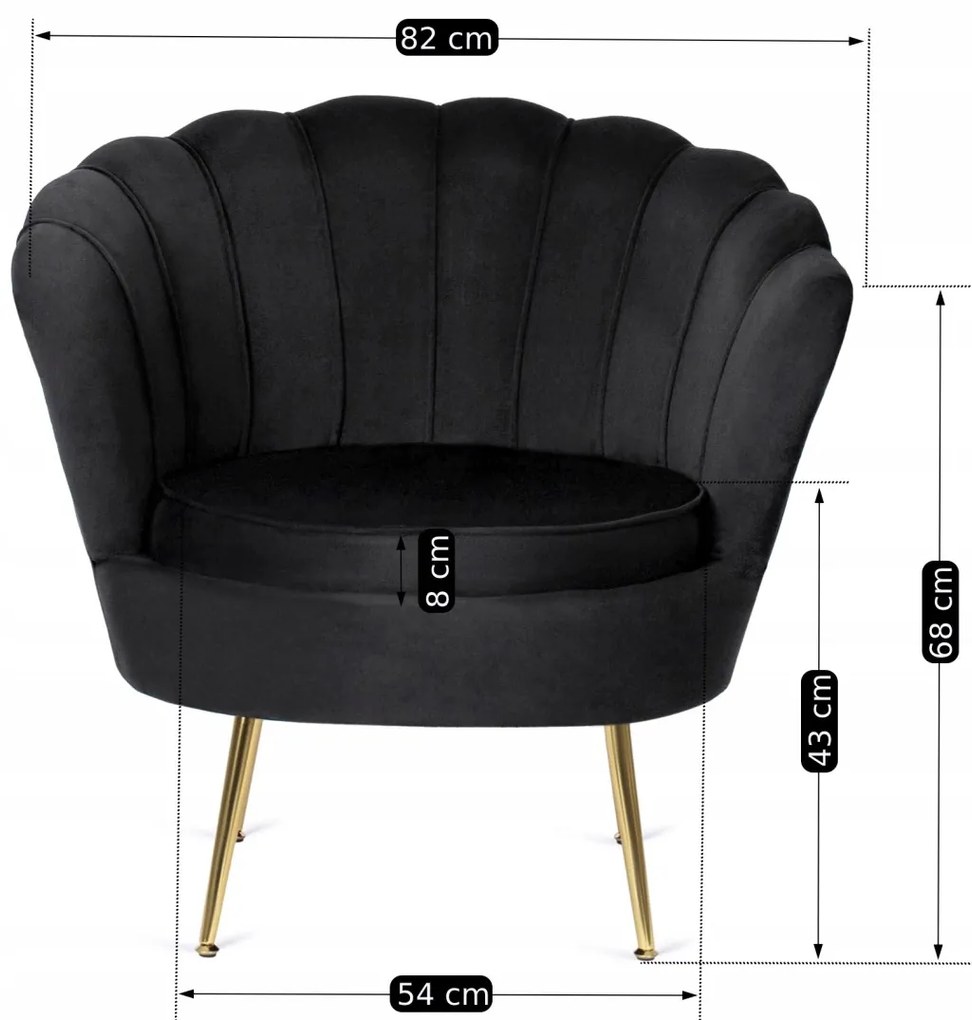 Elegáns Fotel Lábtartóval Fekete Bársony Kárpittal. GRAND