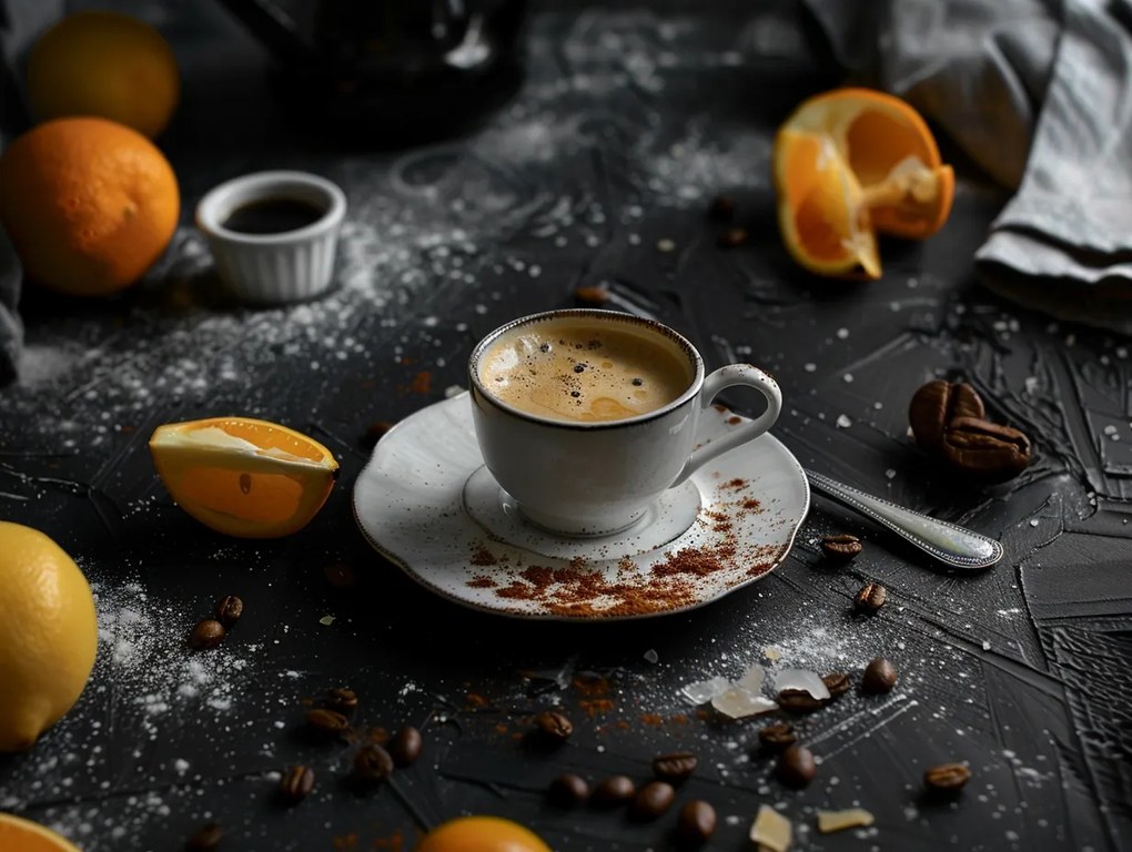 Canvas Vászonkép Kávézó Kávé Csésze Eszpresszó Narancs 80x60