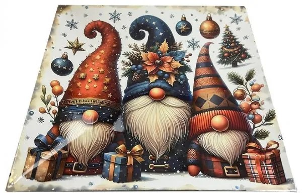 Karácsonyi manós műanyag dekor tálca szögletes 30x2 cm