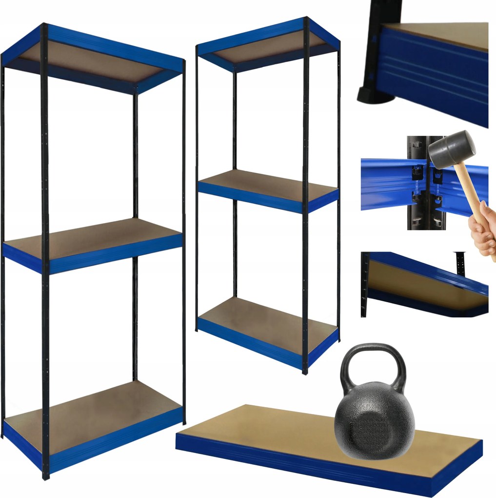 Helios fém tároló állvány műhely állvány 90x60x60cm 3Px175kg