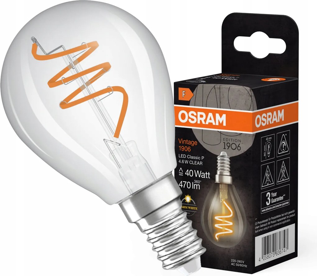 Led Dekoratív izzó P45 E14 4.6W CRI90 Filament Tompítható Vintage