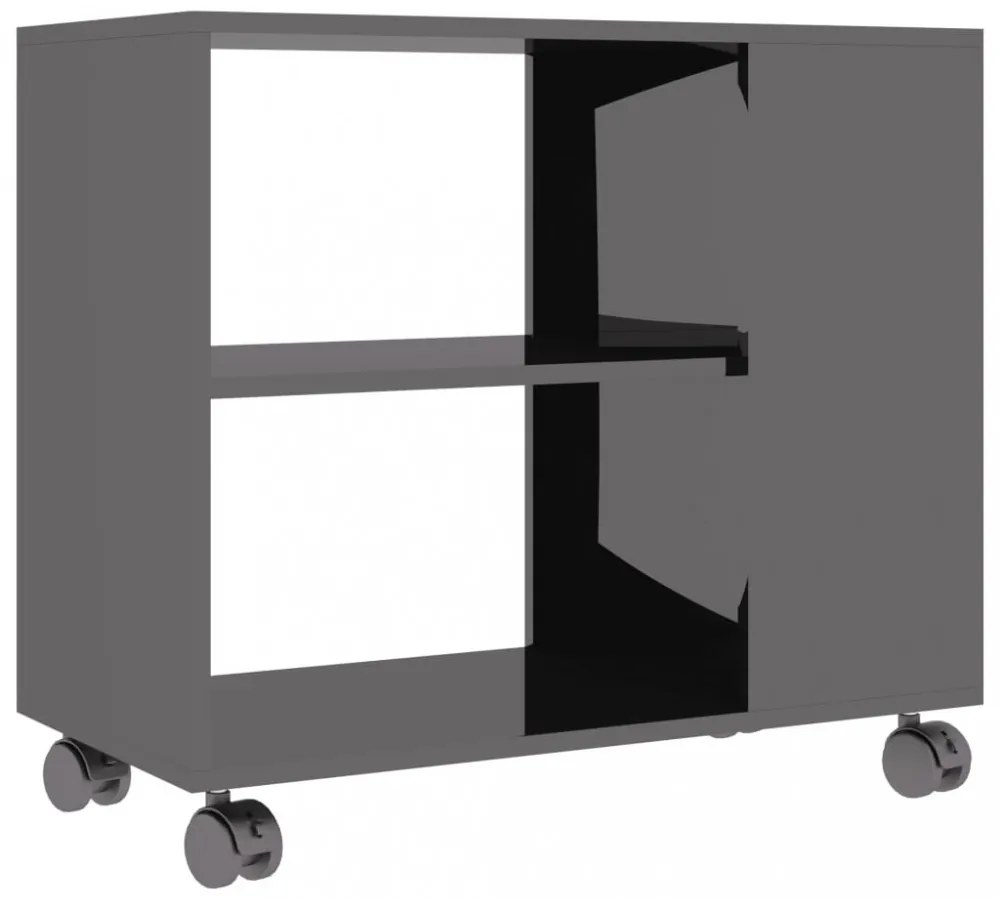 magasfényű szürke szerelt fa kisasztal 70 x 35 x 55 cm