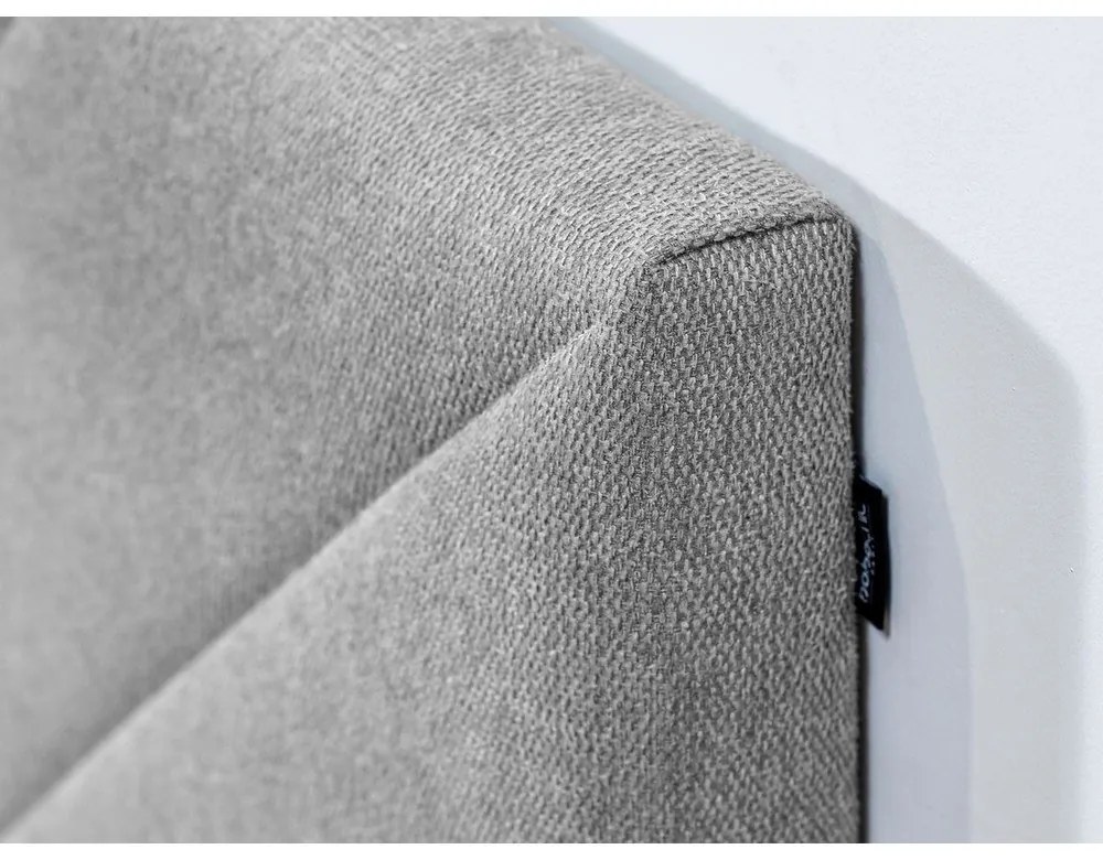 Világosszürke kárpitozott franciaágy ágyráccsal 160x200 cm Romane – Bobochic Paris