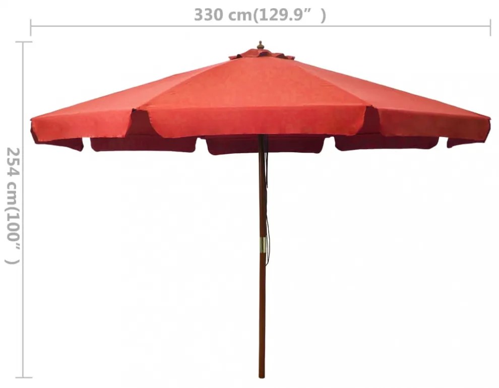 terrakotta kültéri napernyő farúddal 330 cm