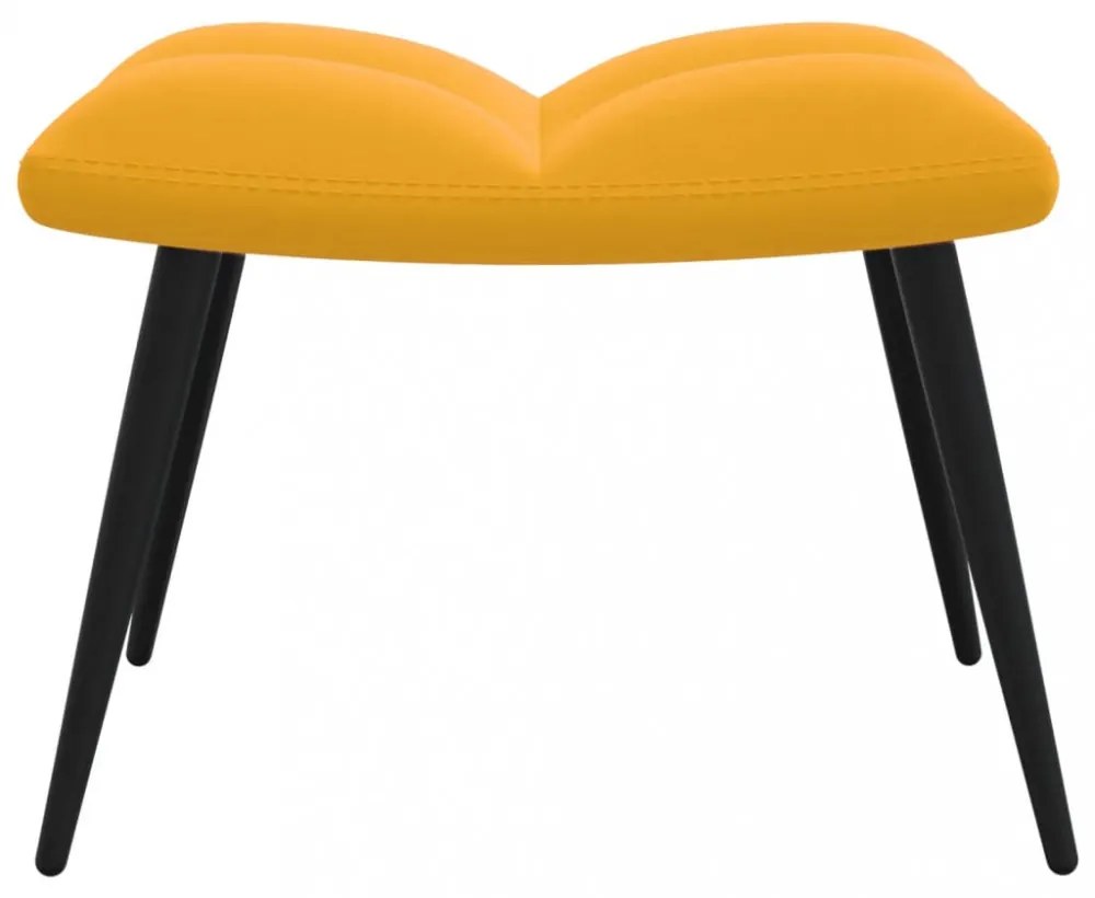 pihenőfotel zsámolynal mustárzöld bársonyból