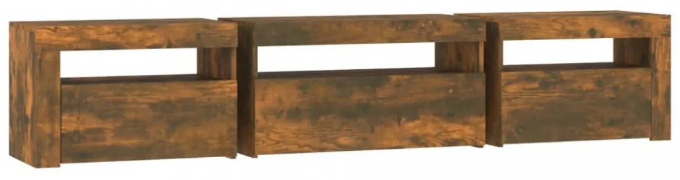 füstös tölgy színű TV-szekrény LED-világítással 195x35x40 cm