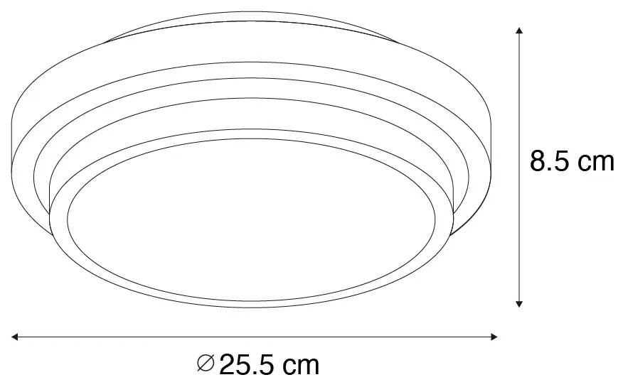 Modern mennyezeti lámpa fekete fehérrel 25 cm IP44 - Walden