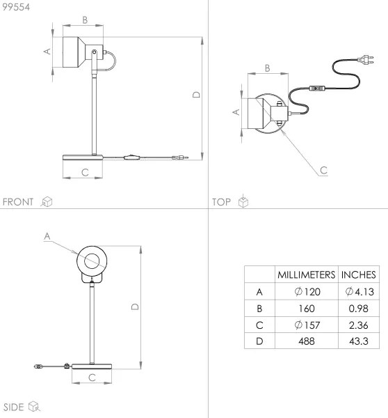 Eglo 99554 - Asztali lámpa CASIBARE 1xE27/28W/230V