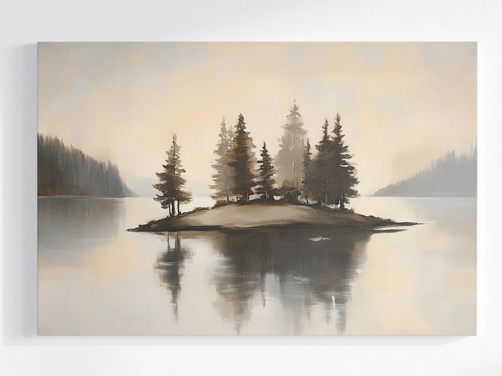 Vászonkép Canvas Tájkép Hegyek Erdő Tó Fjord Lucfenyő Sziget 120x80