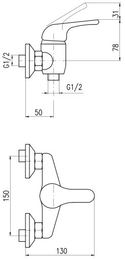 RAV Slezák SA080.5 - SAZAVA zuhanycsaptelep, fényes króm