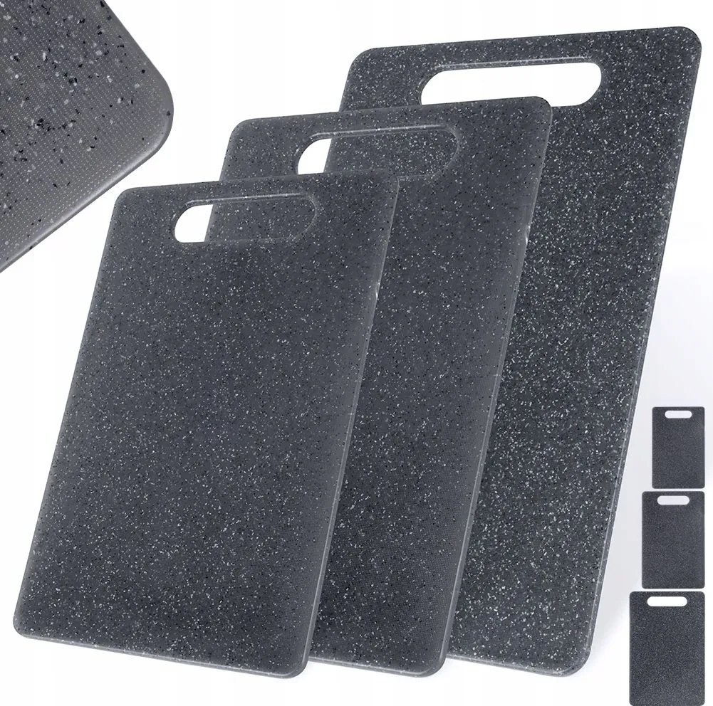 3x Konyhai vágódeszka műanyag gránit vágódeszka szett