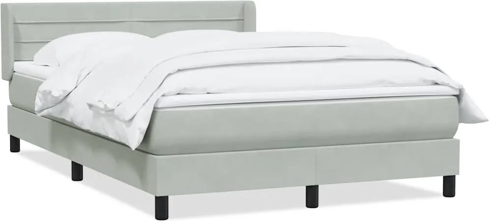 vidaXL világosszürke bársony rugós ágy matraccal 160x220 cm