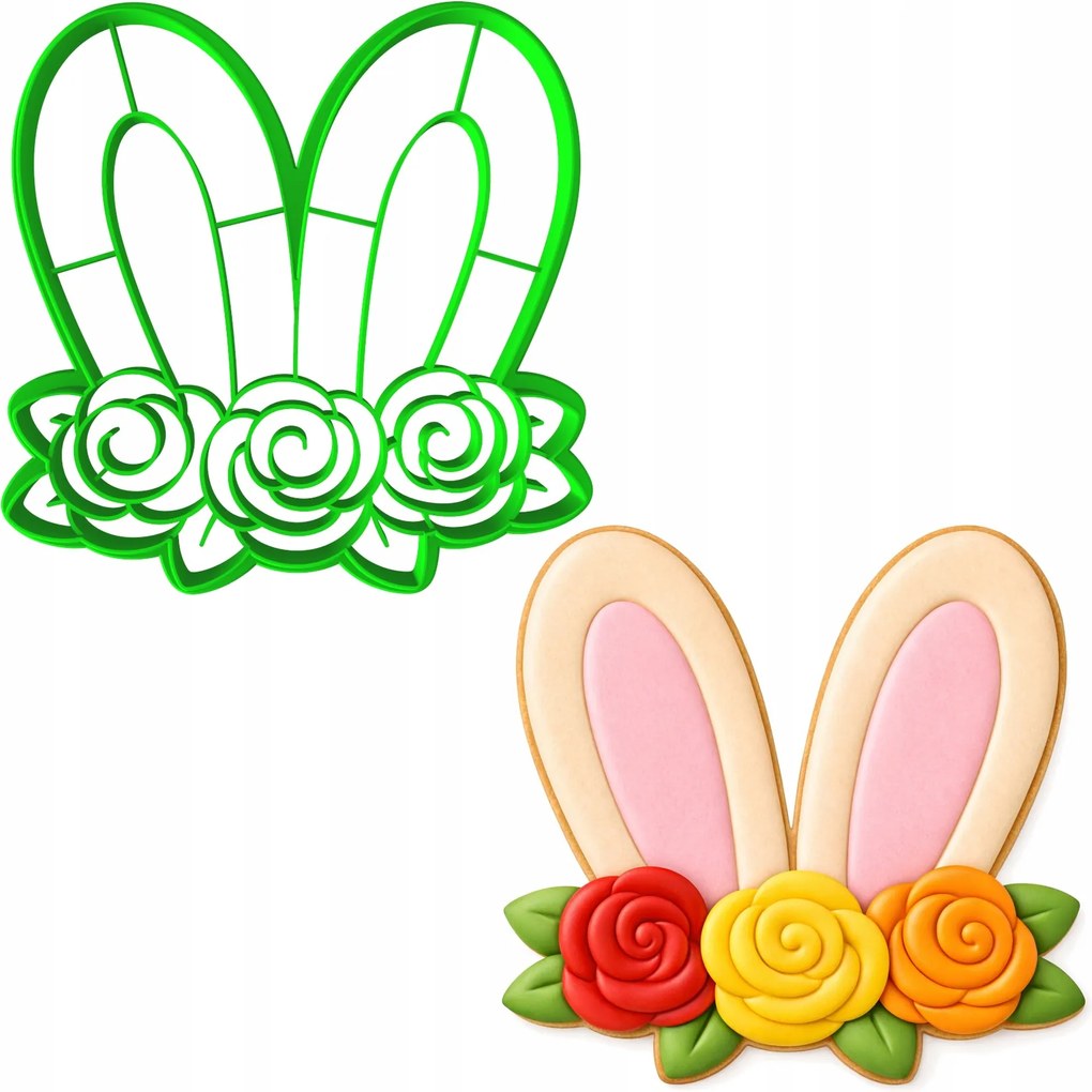 Húsvéti Forma Mézeskalács lyukasztó Húsvéti Nyuszi Fülek Nyuszi 10cm