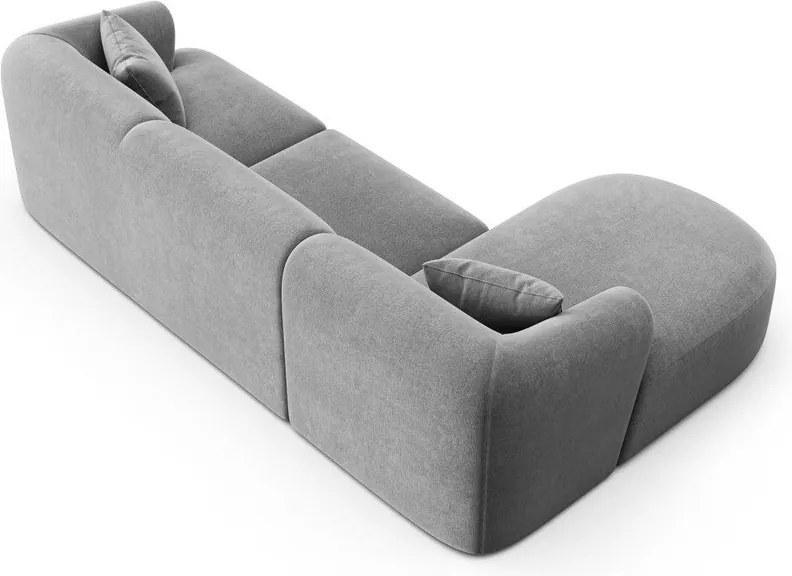 Világosszürke bársony sarokkanapé (bal oldali-heverő résszel) Campi – Cosmopolitan Design