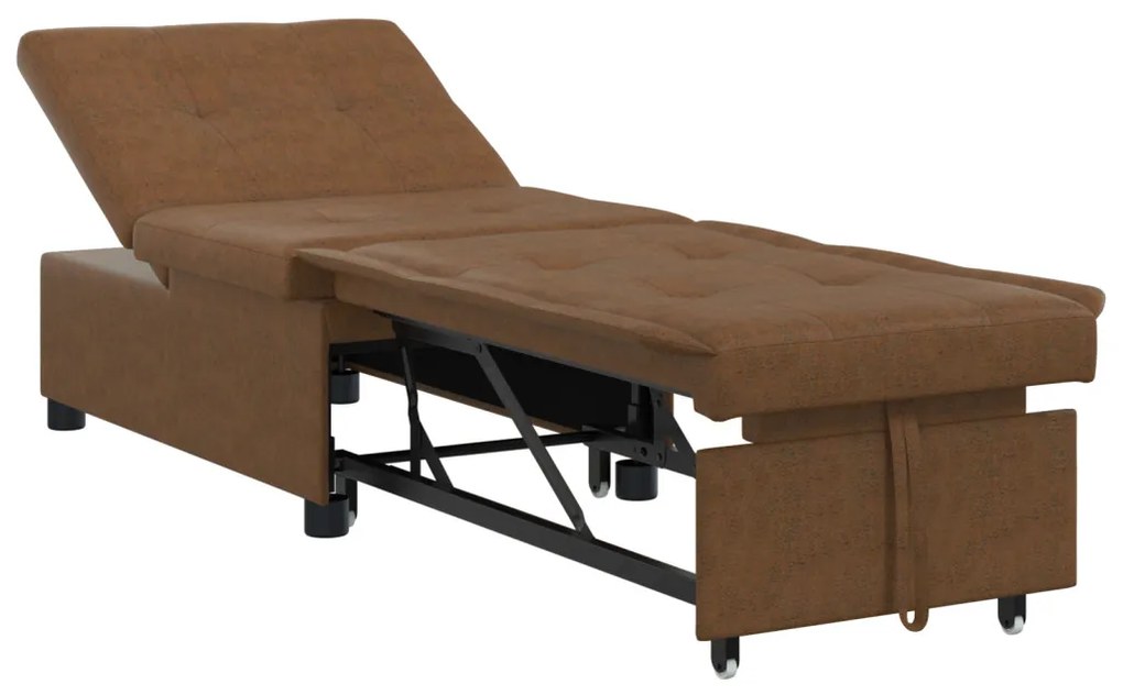 Kanapéágy Barna 67 x 194 x 38 cm Műbőr velúr