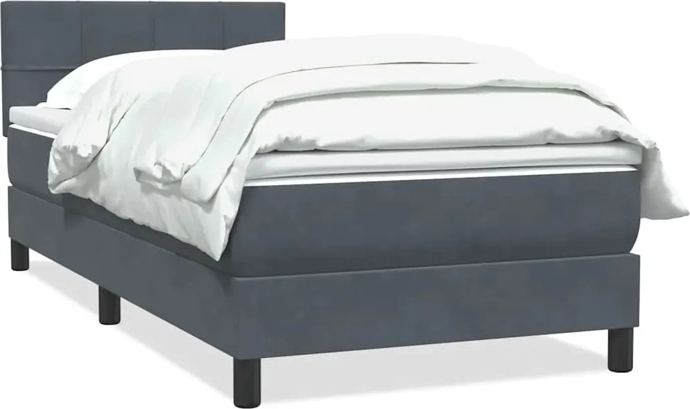 vidaXL sötétszürke bársony rugós ágy matraccal 80x220 cm