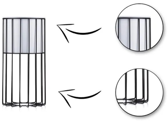 Fém virágcserép LOFT 42x20 cm fekete/fehér