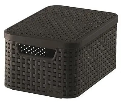 Sötétbarna fedeles műanyag tárolódoboz 20x29x14 cm Style – Curver